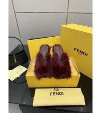 251022-1 Fendi_251022-1 Fendi high-heeled retro fish mouth slippers, fluffy lazy slippers