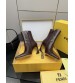 251022-2 Fendi_251022-2 Fendi Bow Heel Metal Vertical Bar Decorative High Heel Short Boots