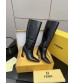 251022-3 Fendi_251022-3 Fendi Bow Heel Metal Vertical Bar Decorative High Heel Long Boots