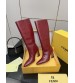 251022-3 Fendi_251022-3 Fendi Bow Heel Metal Vertical Bar Decorative High Heel Long Boots