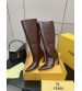 251022-3 Fendi_251022-3 Fendi Bow Heel Metal Vertical Bar Decorative High Heel Long Boots